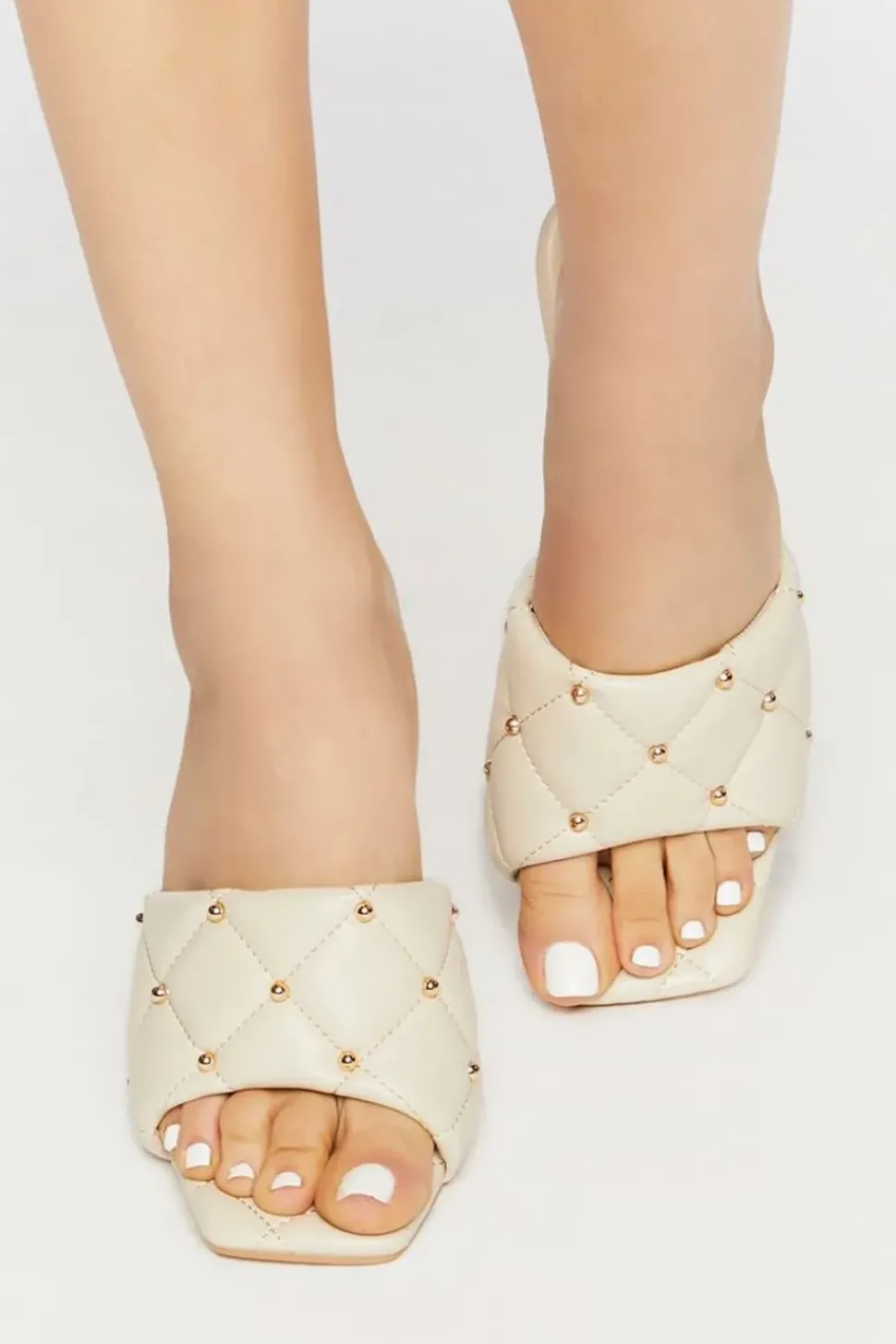 Quilted Faux Leather Spool Heels