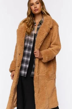 Quilted Faux Shearling Duster Coat