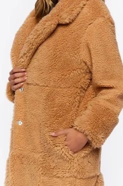 Quilted Faux Shearling Duster Coat