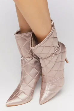 Quilted Satin Heel Booties