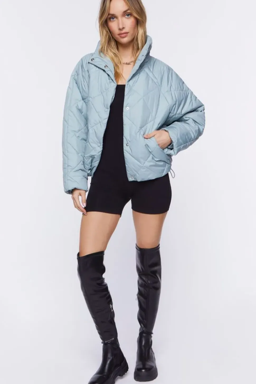 Quilted Toggle-Drawstring Puffer Jacket