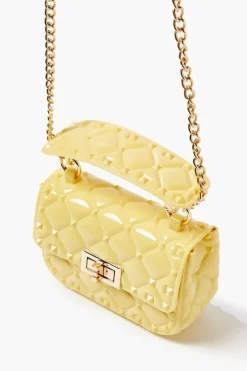 Quilted Vinyl Chain Crossbody Bag