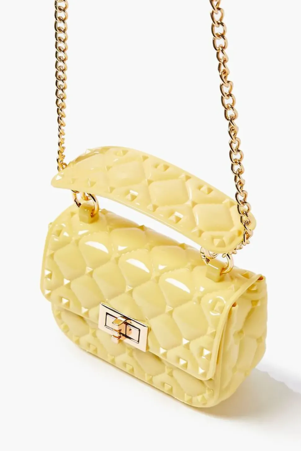 Quilted Vinyl Chain Crossbody Bag