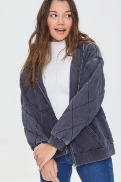 Quilted Zip-Up Hoodie