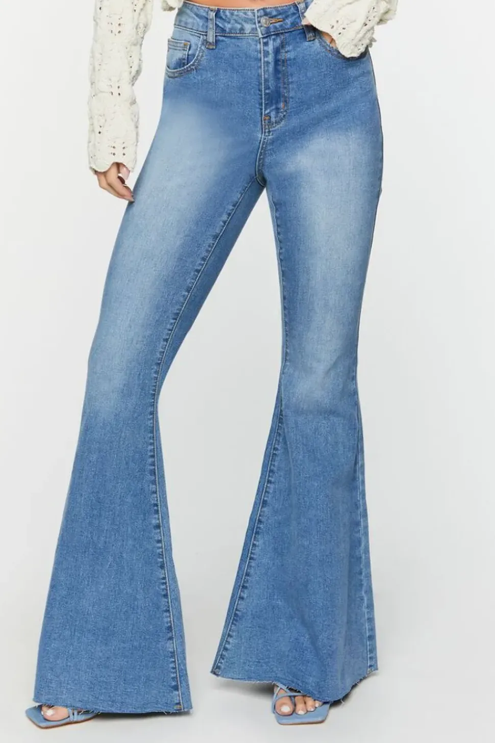 Raw-Cut Mid-Rise Flare Jeans