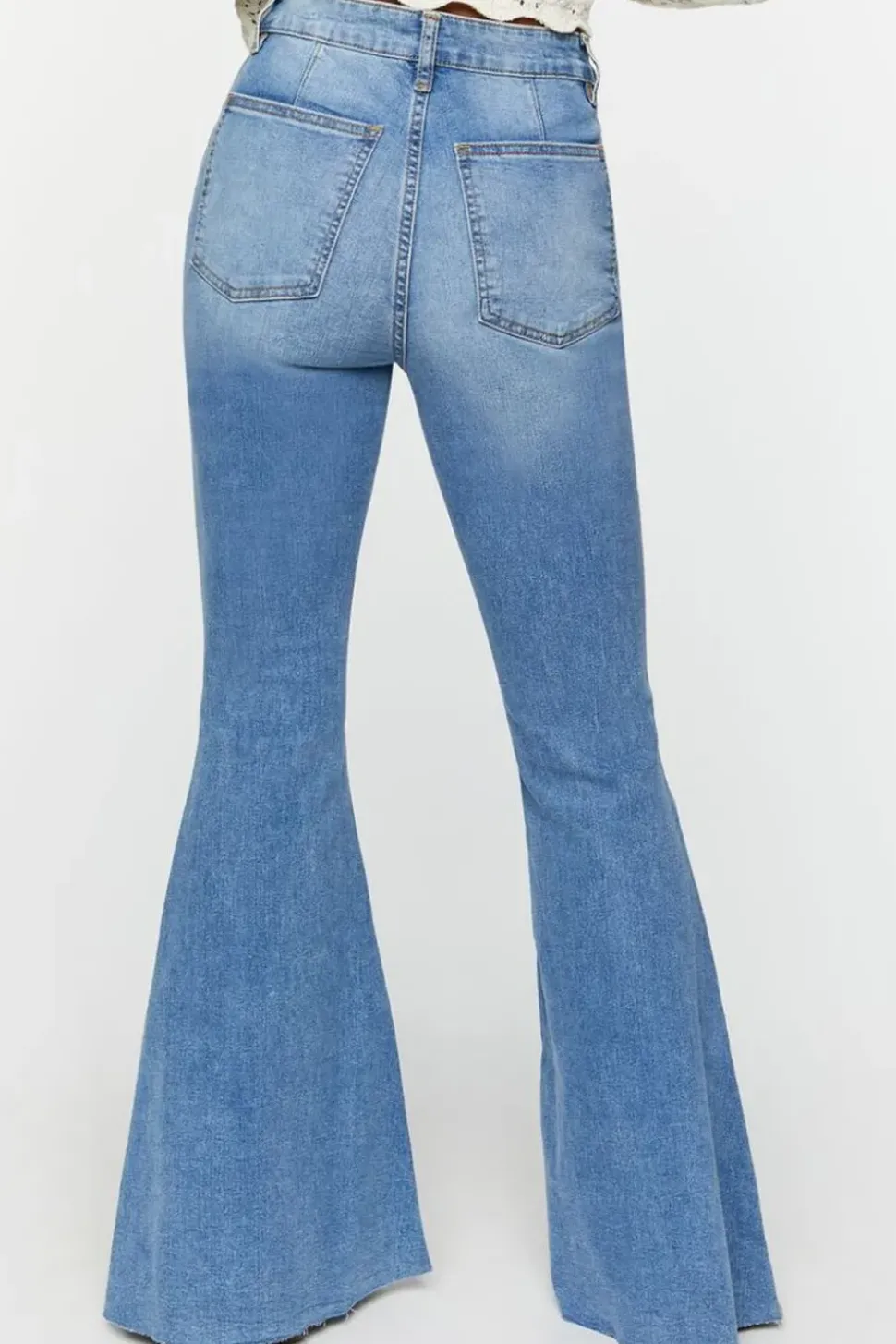 Raw-Cut Mid-Rise Flare Jeans