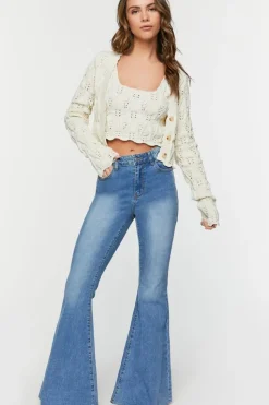Raw-Cut Mid-Rise Flare Jeans