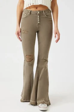 Recycled Cotton Distressed Flare Jeans