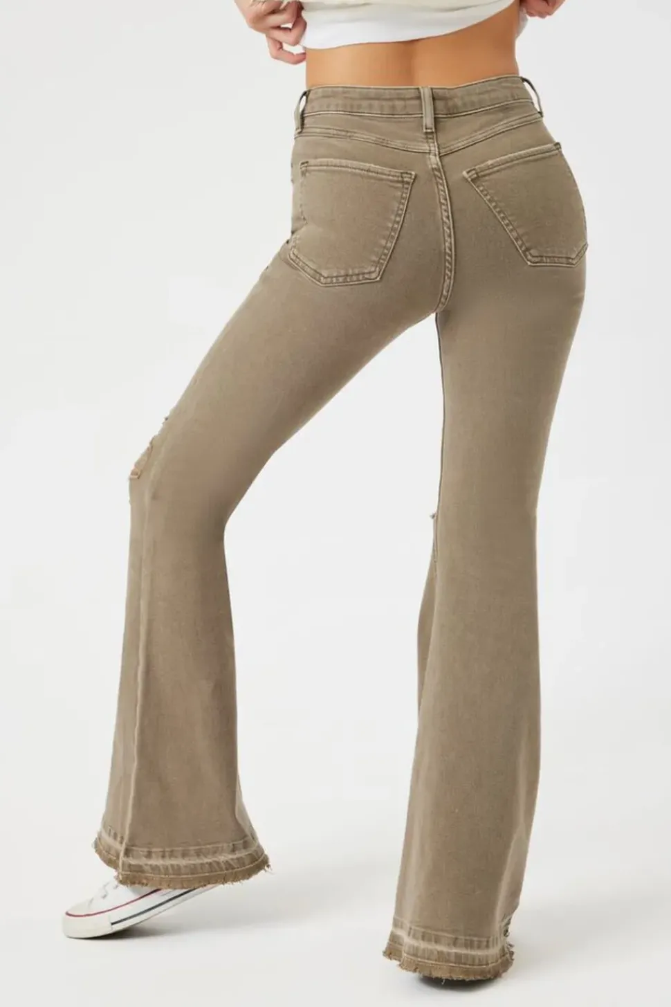 Recycled Cotton Distressed Flare Jeans