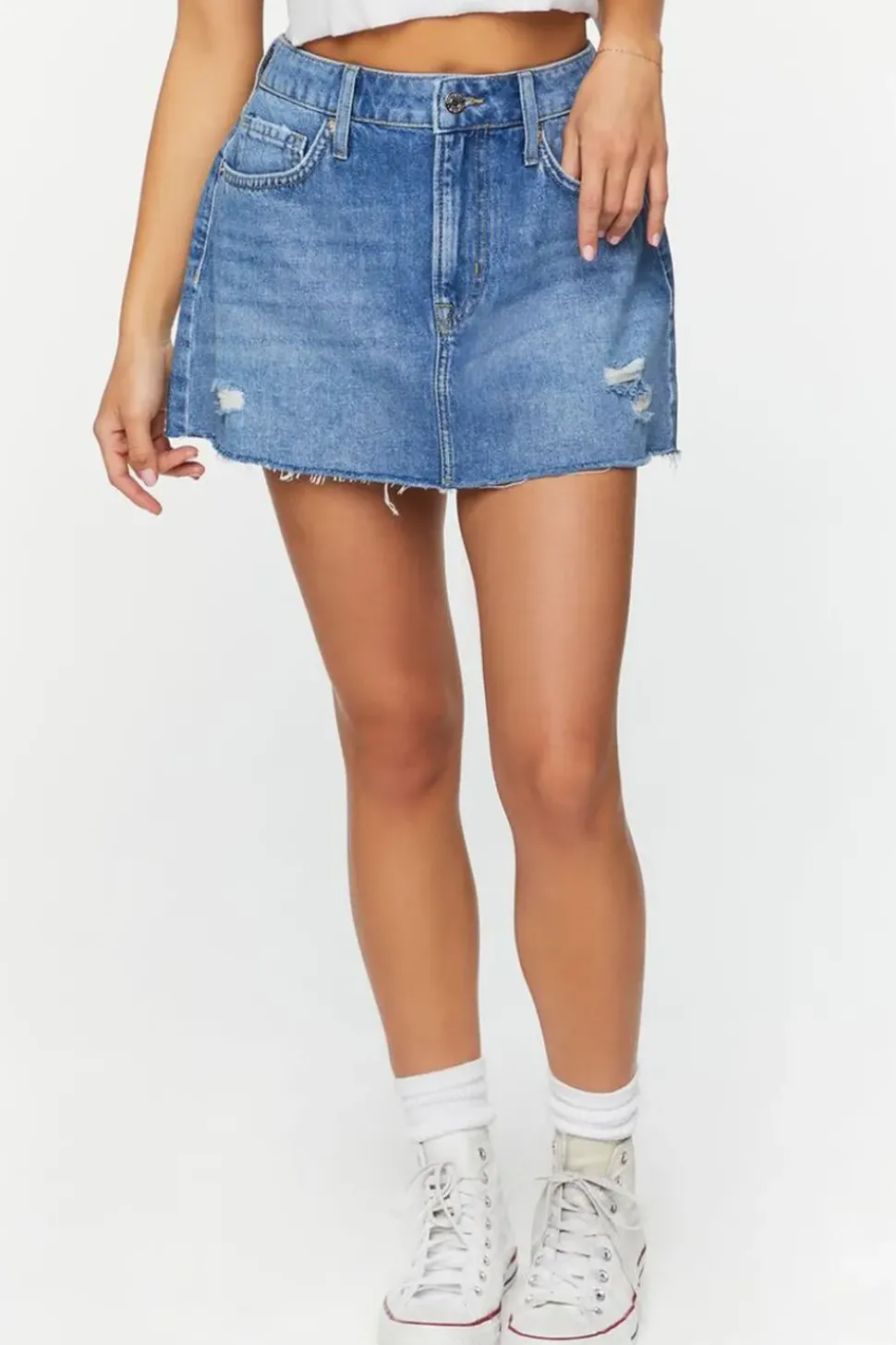 Recycled Cotton Distressedmini Skirt
