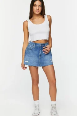 Recycled Cotton Distressedmini Skirt