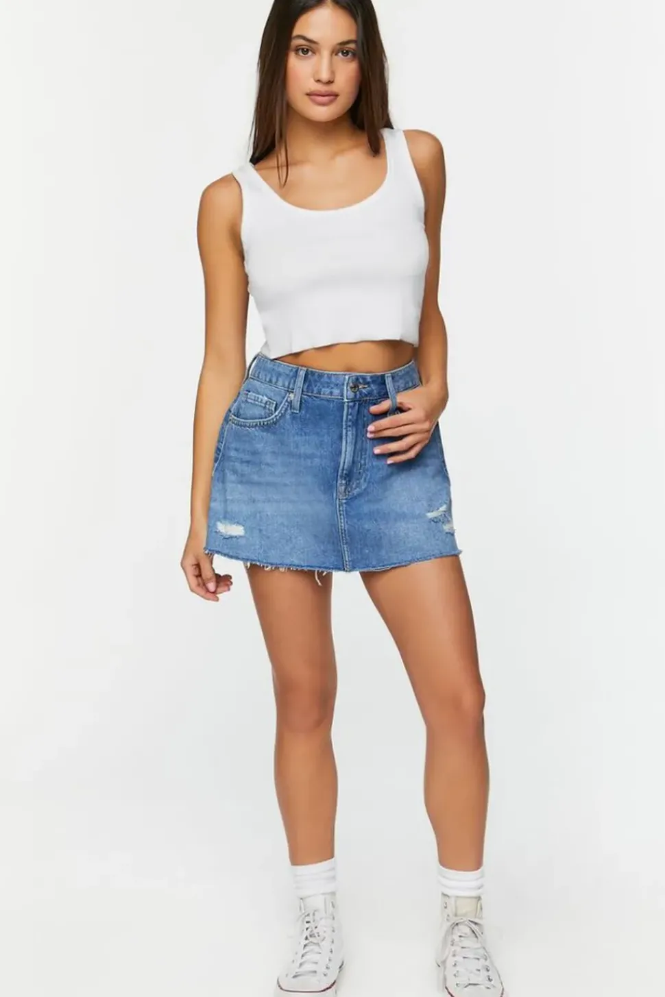 Recycled Cotton Distressedmini Skirt