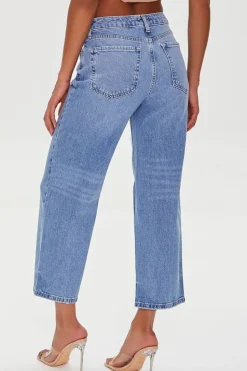 Recycled Cotton Distressed Straight-Leg Jeans