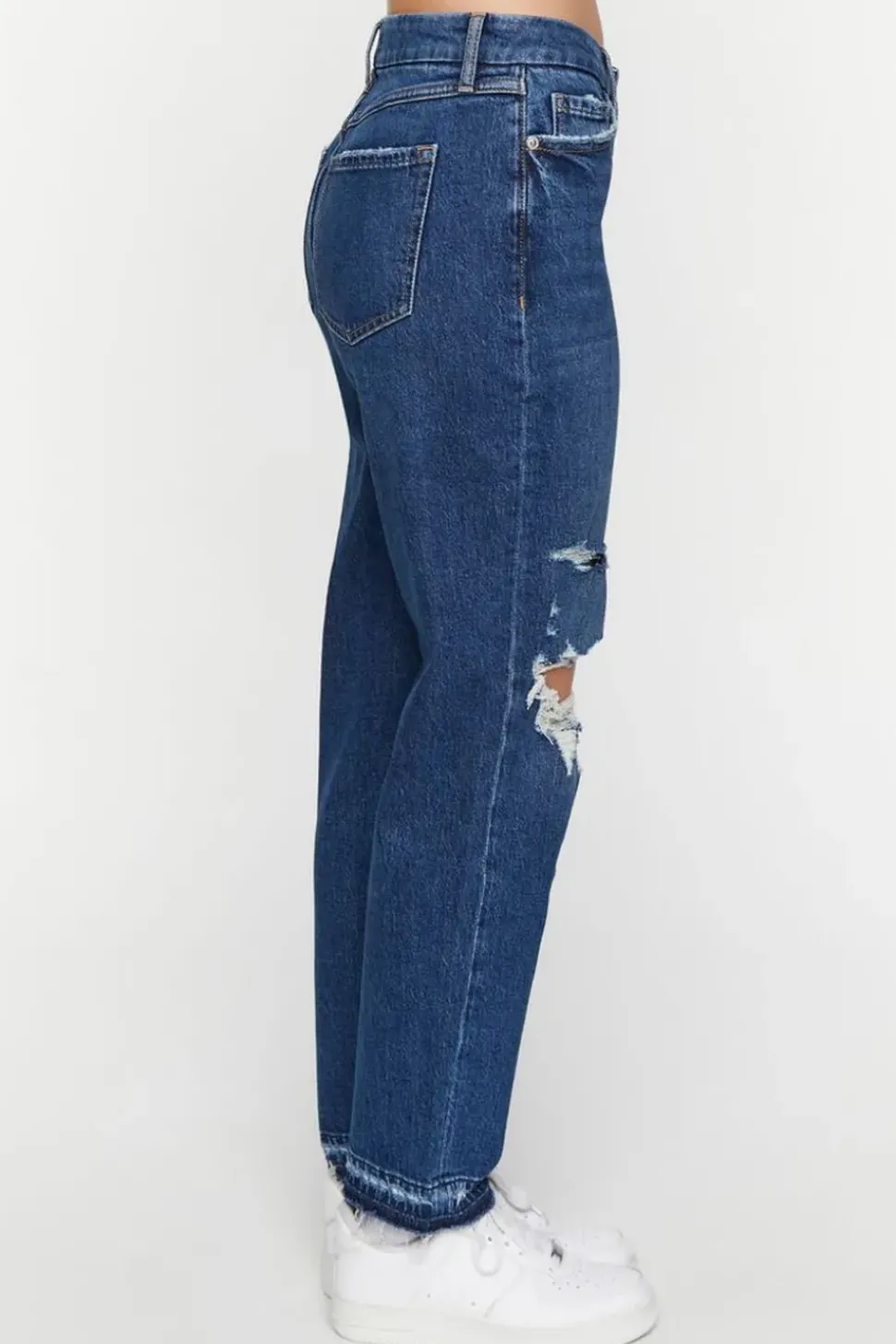 Recycled Cotton Distressed Straight-Leg Jeans