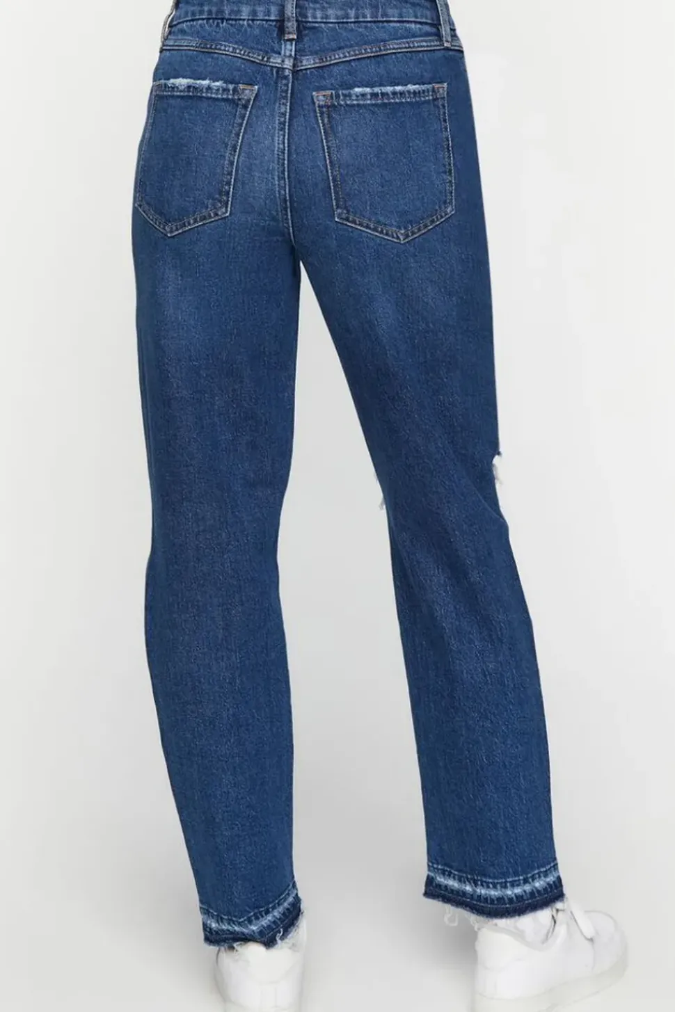 Recycled Cotton Distressed Straight-Leg Jeans