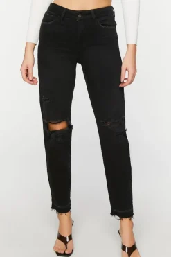 Recycled Cotton Distressed Straight-Leg Jeans