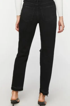 Recycled Cotton Distressed Straight-Leg Jeans