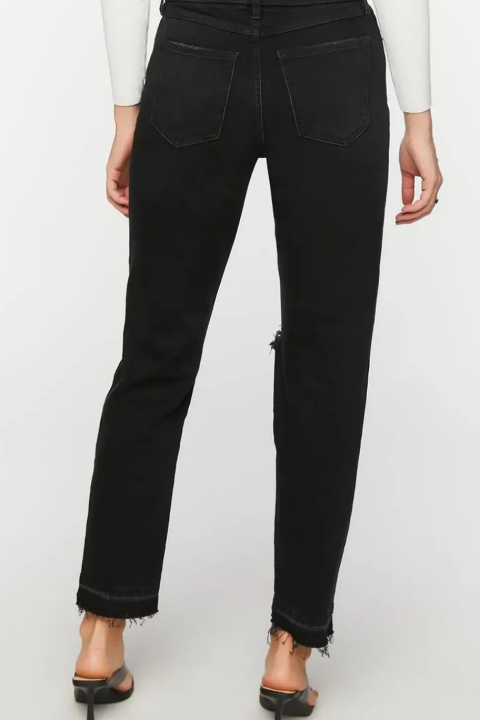 Recycled Cotton Distressed Straight-Leg Jeans