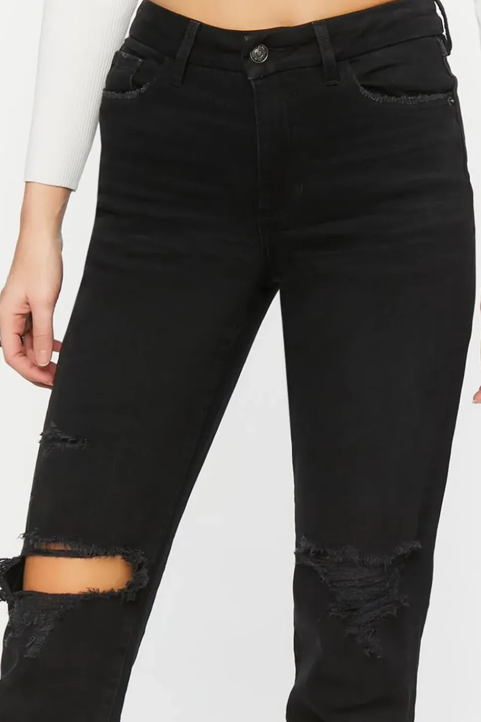 Recycled Cotton Distressed Straight-Leg Jeans