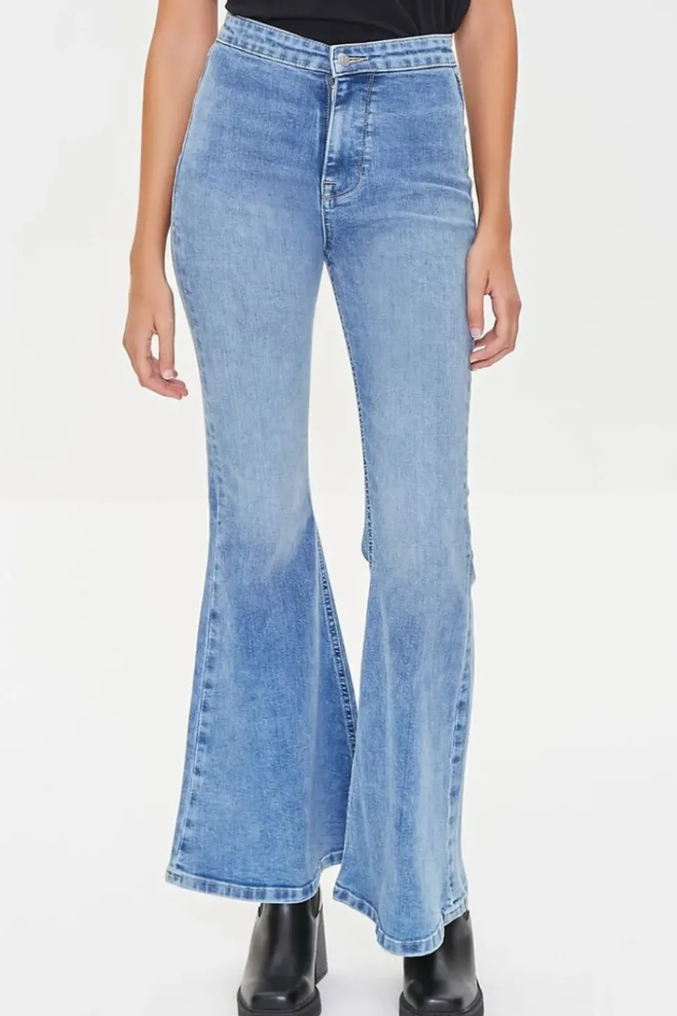 Recycled Cotton Faded Flare Jeans