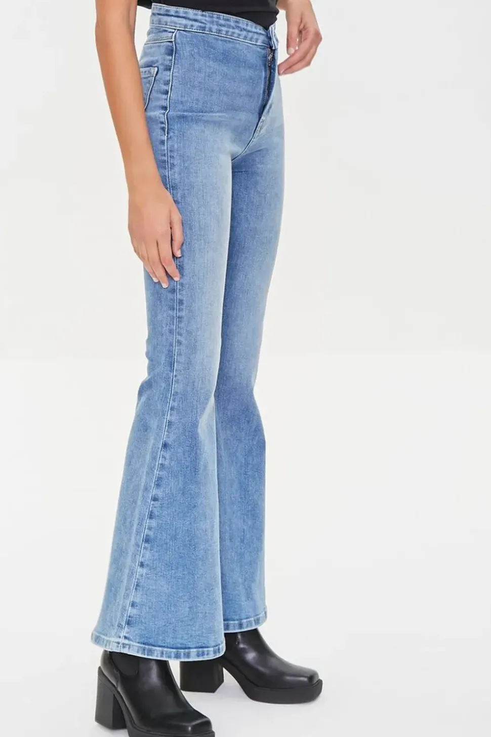 Recycled Cotton Faded Flare Jeans