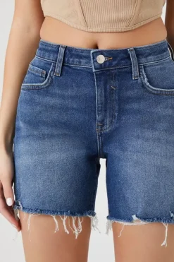 Recycled Cotton Frayed Denim Shorts