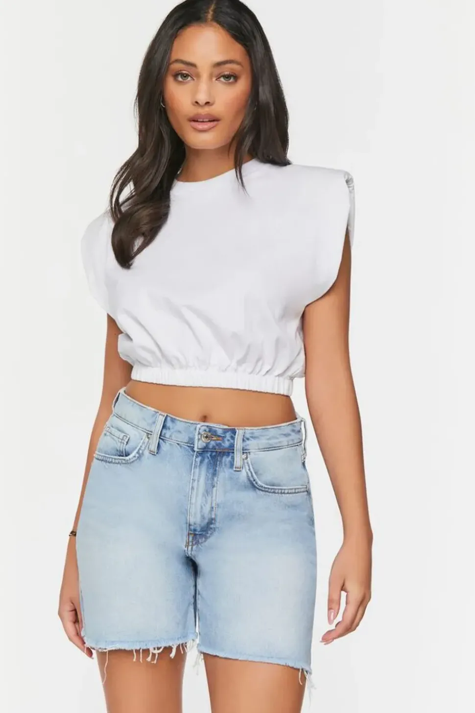 Recycled Cotton Frayed Denim Shorts