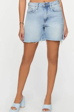 Recycled Cotton Frayed Denim Shorts