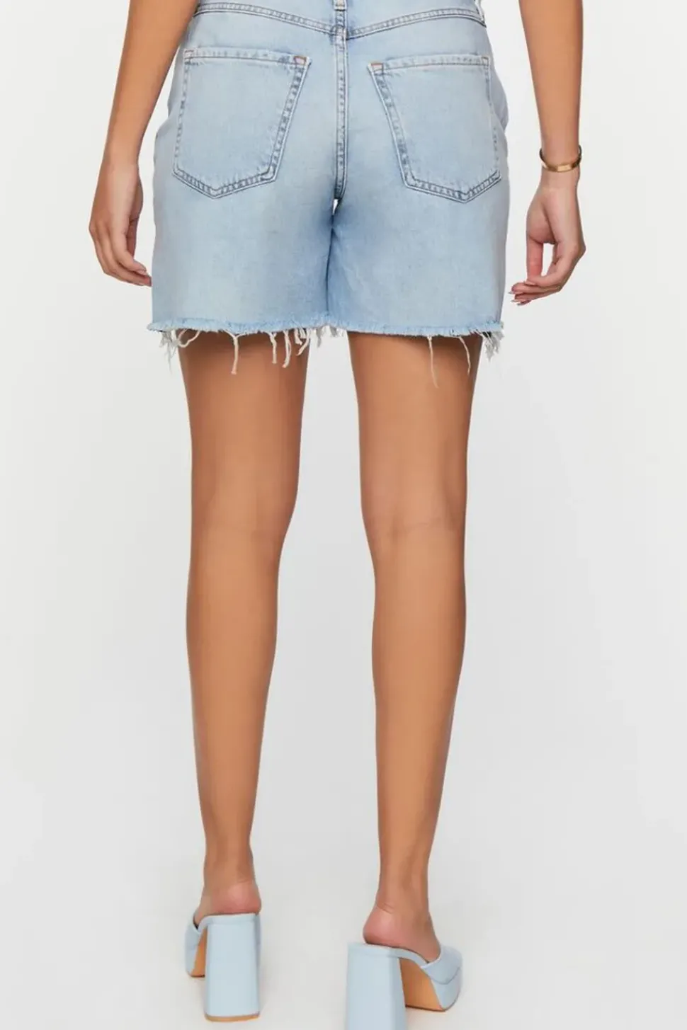 Recycled Cotton Frayed Denim Shorts