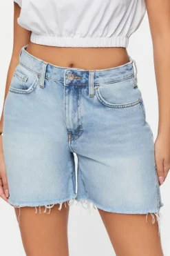 Recycled Cotton Frayed Denim Shorts