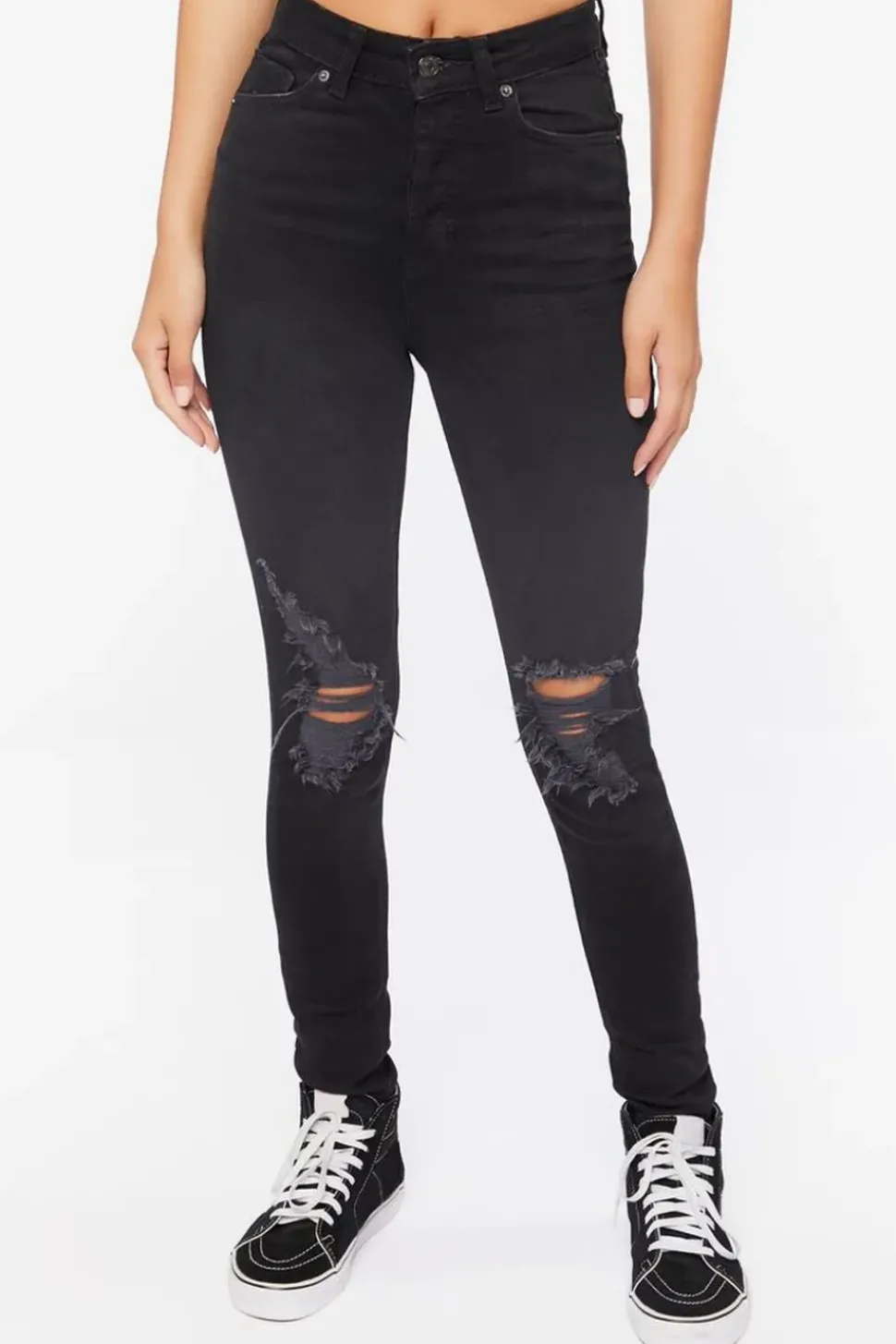 Recycled Cotton High-Rise Distressed Jeans