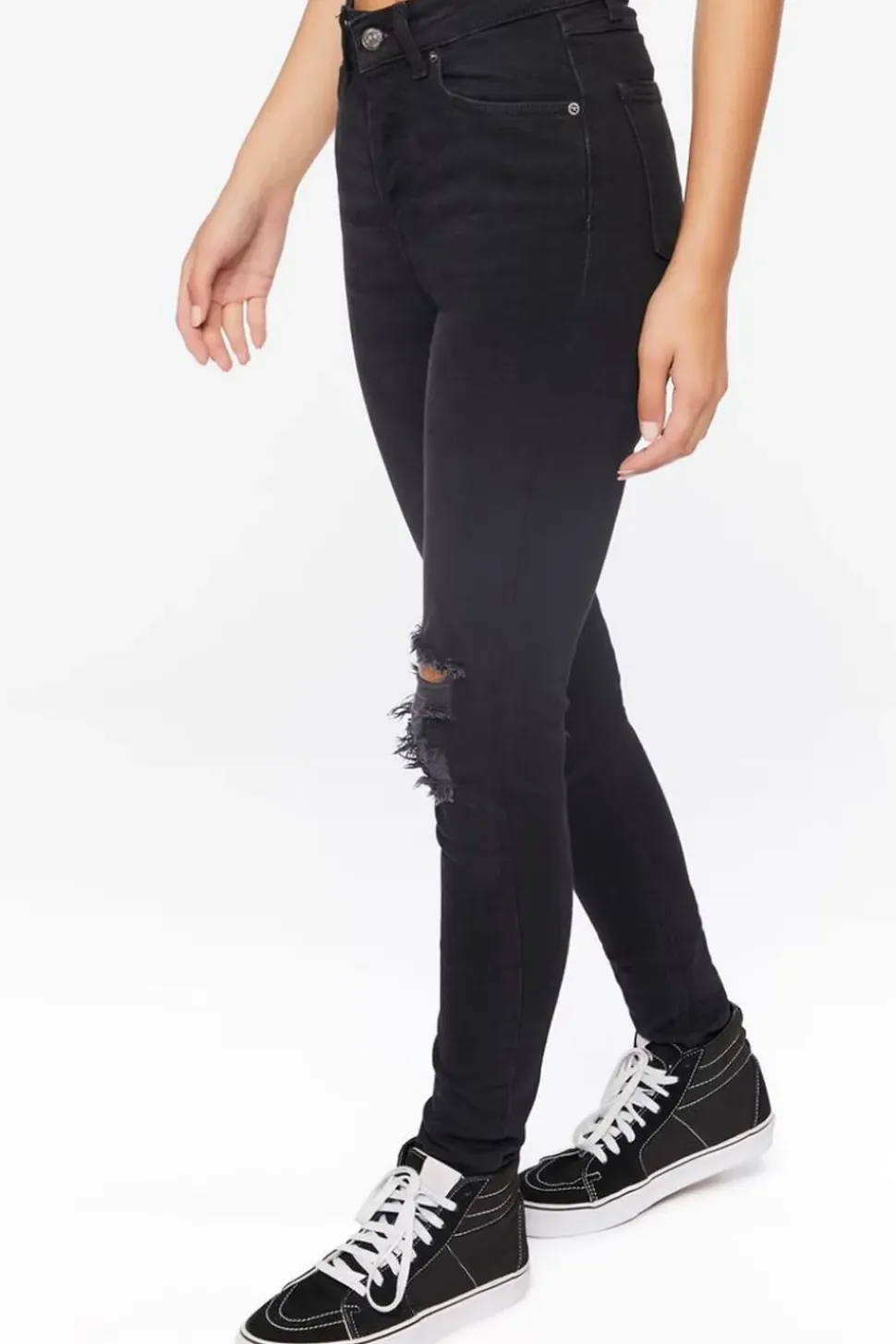 Recycled Cotton High-Rise Distressed Jeans