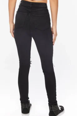 Recycled Cotton High-Rise Distressed Jeans