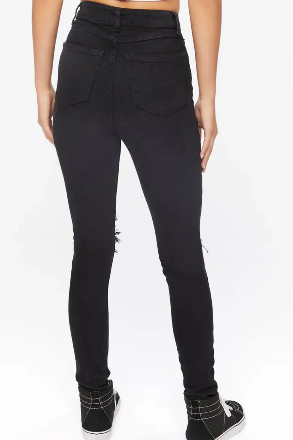 Recycled Cotton High-Rise Distressed Jeans