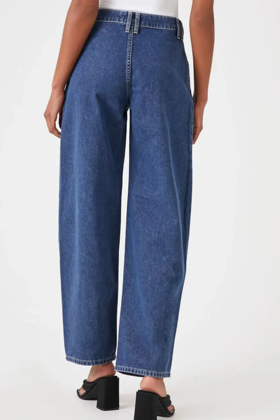 Recycled Cotton Pleated Wide-Leg Jeans
