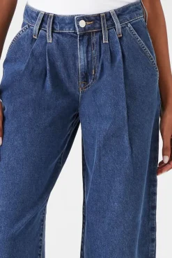 Recycled Cotton Pleated Wide-Leg Jeans