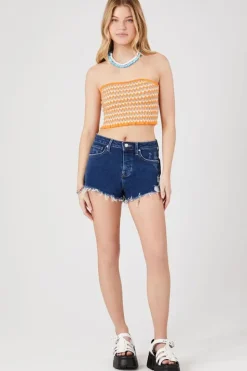 Recycled Cotton Retro High-Rise Denim Shorts