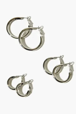 Recycled Metal Hoop Earring Set