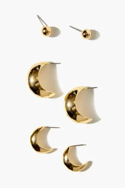 Recycled Metal Stud & Hoop Earring Set