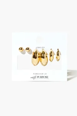 Recycled Metal Stud & Hoop Earring Set