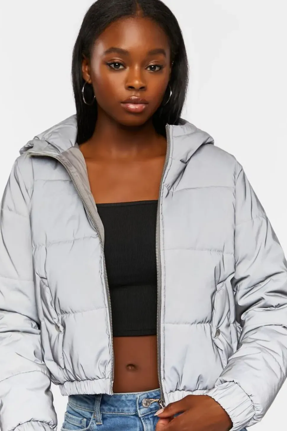Reflective Hooded Puffer Jacket