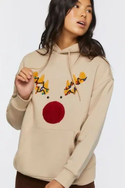 Reindeer Embroidered Graphic Hoodie