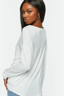 Relaxed Scoop-Neck Long-Sleeve Top