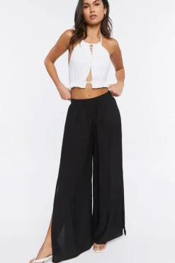 Relaxed Wide-Leg Slit Pants