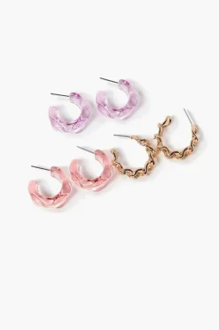 Resin Open-End Hoop Earring Set