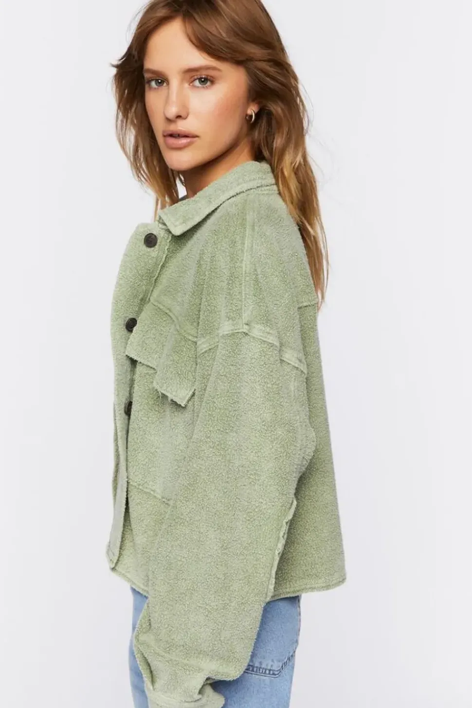 Reverse Fleece Cropped Shacket