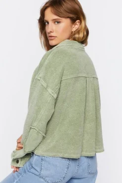 Reverse Fleece Cropped Shacket