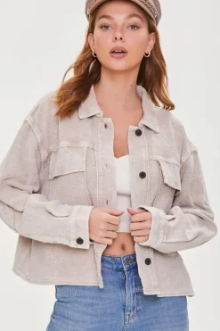 Reverse Fleece Drop-Sleeve Jacket