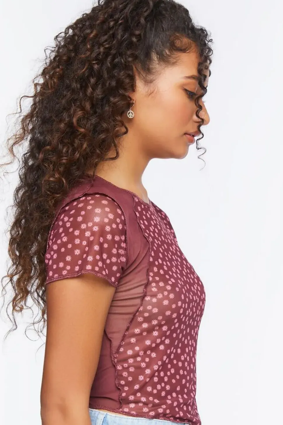 Reworked Ditsy Floral Mesh Tee