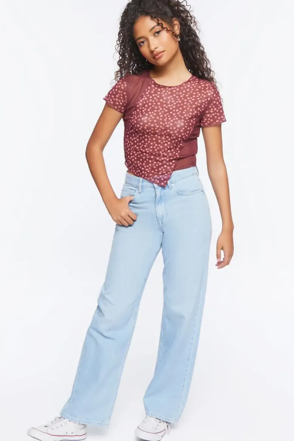 Reworked Ditsy Floral Mesh Tee